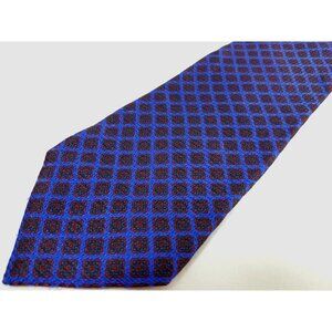 Bill Blass Mens Necktie Silk Blue Red geometric vintage tie